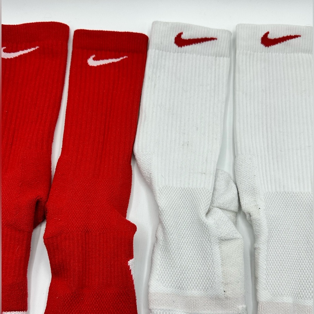 BUNDLE Nike Elite Basketball Socks Red and White Mens Size XL